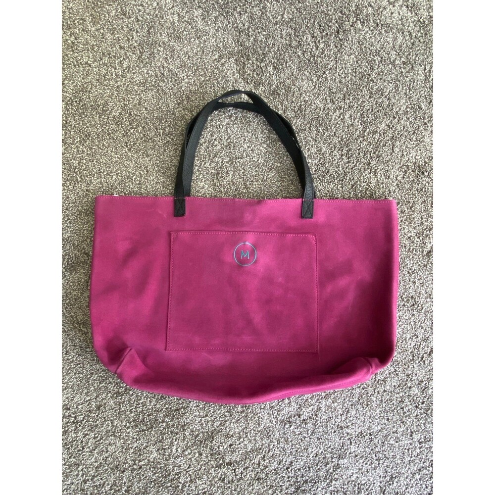 Mark & Graham Pink Suede Leather Tote Bag Monogram M Large Shopper